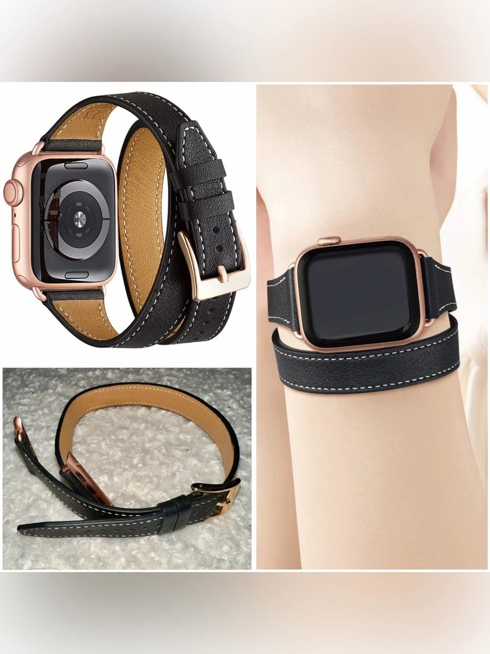 Apple Gold Smartwatch with Brown Leather Strap
